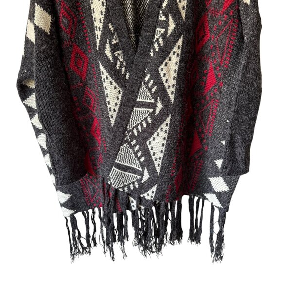 Charlotte Russe Y2K Southwestern Aztec Boho Style Fringe Cardigan Duster Open - Picture 4 of 16